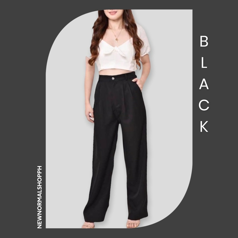 Korean High Waist Woven Trousers (Buy2Take1FREE)