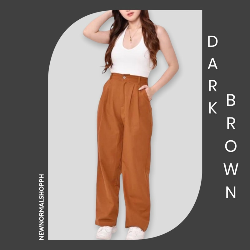 Korean High Waist Woven Trousers (Buy2Take1FREE)