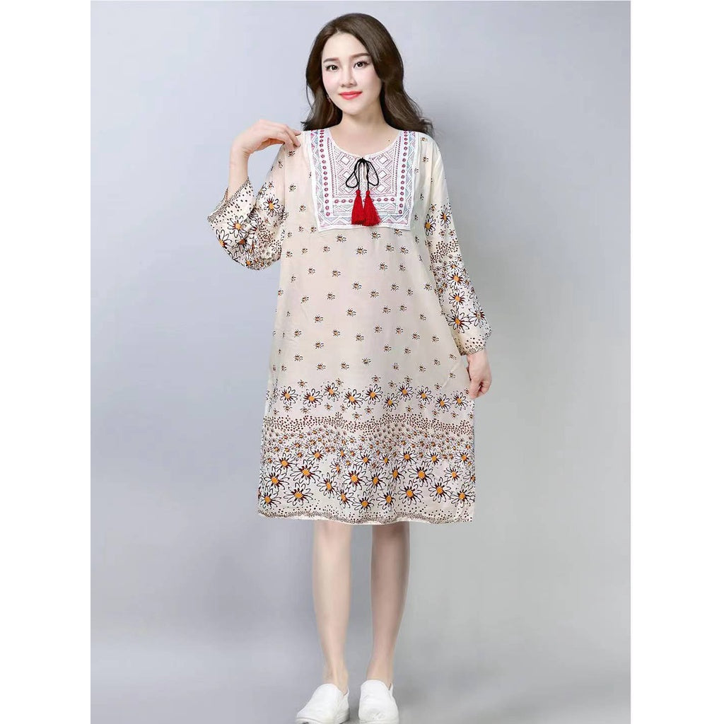 3/4 sleeve printed bohemian dress {BUY1TAKE1FREE}