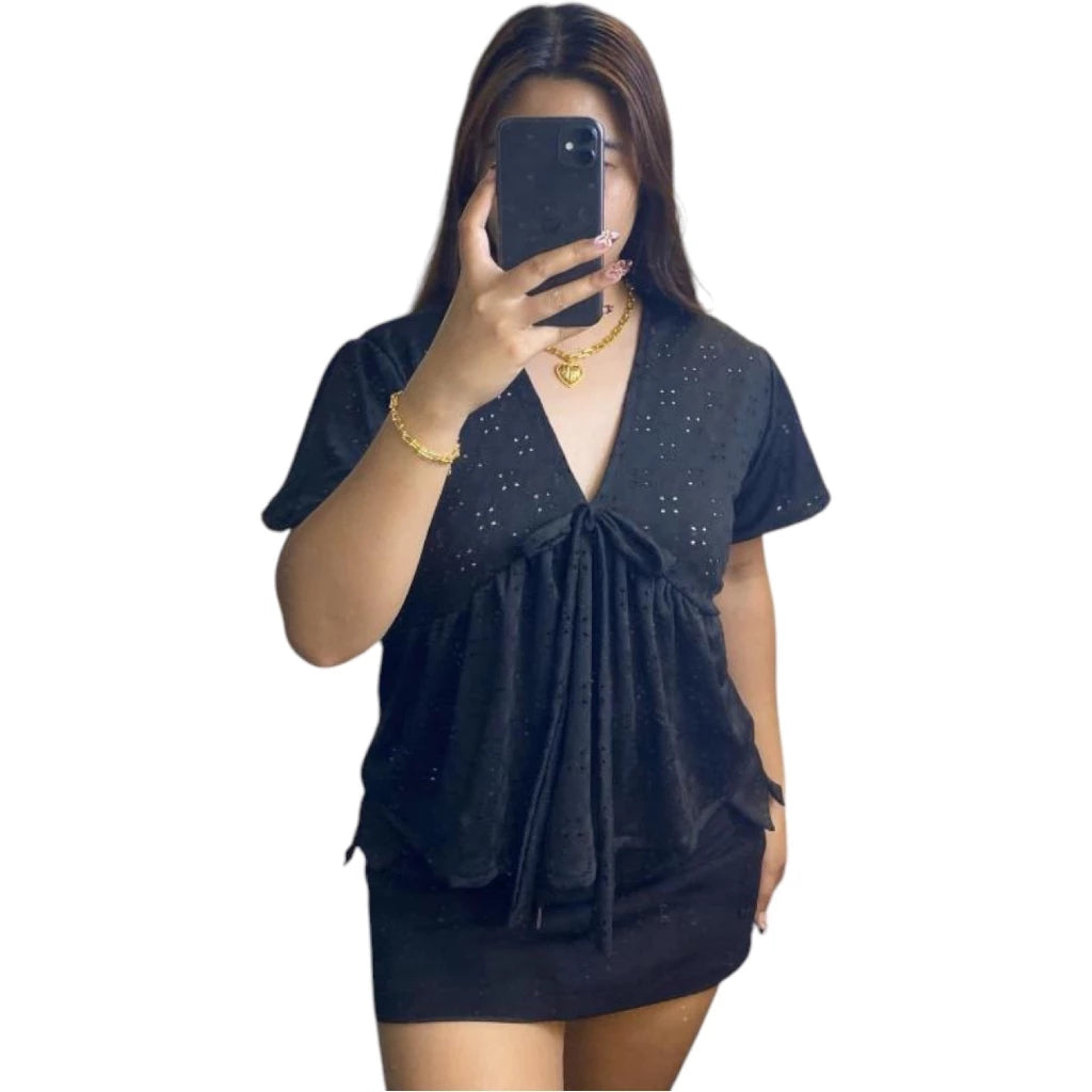 AUBREY EYELET VNECK COTTON TOP BUY 1 TAKE 1