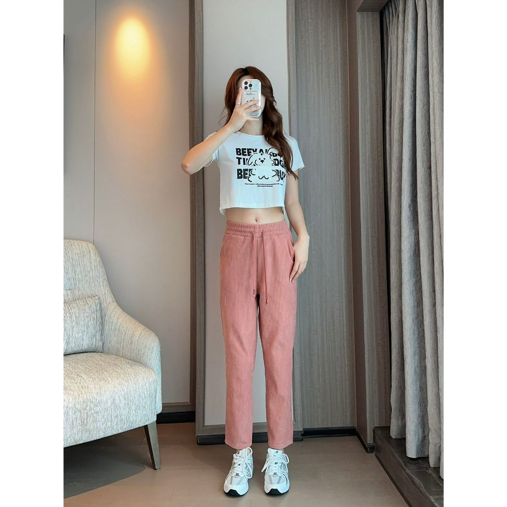 Corduroy Drawstring Highwaist Pants (Buy2Take1FREE)