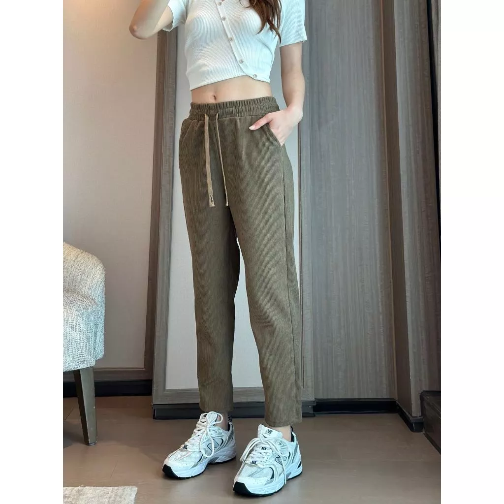 Corduroy Drawstring Highwaist Pants (Buy2Take1FREE)