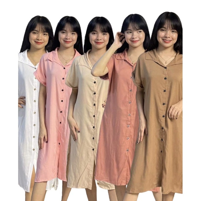 Buy1Take1 Challis Buttondown Loose Dress