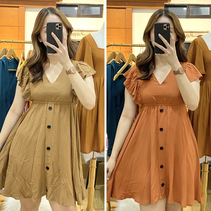 Buy1Take1 V-neck Ruffle Sleeve Dress