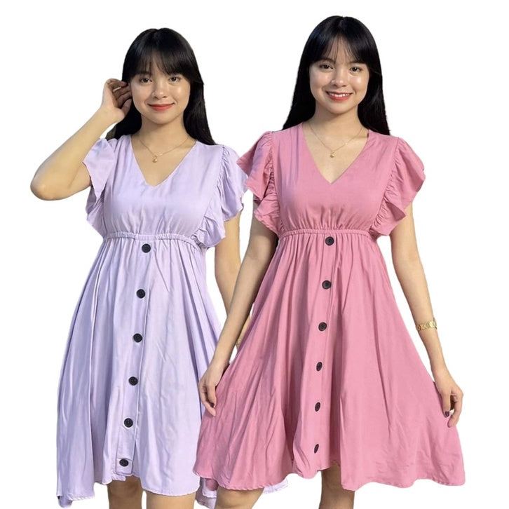 Buy1Take1 V-neck Ruffle Sleeve Dress