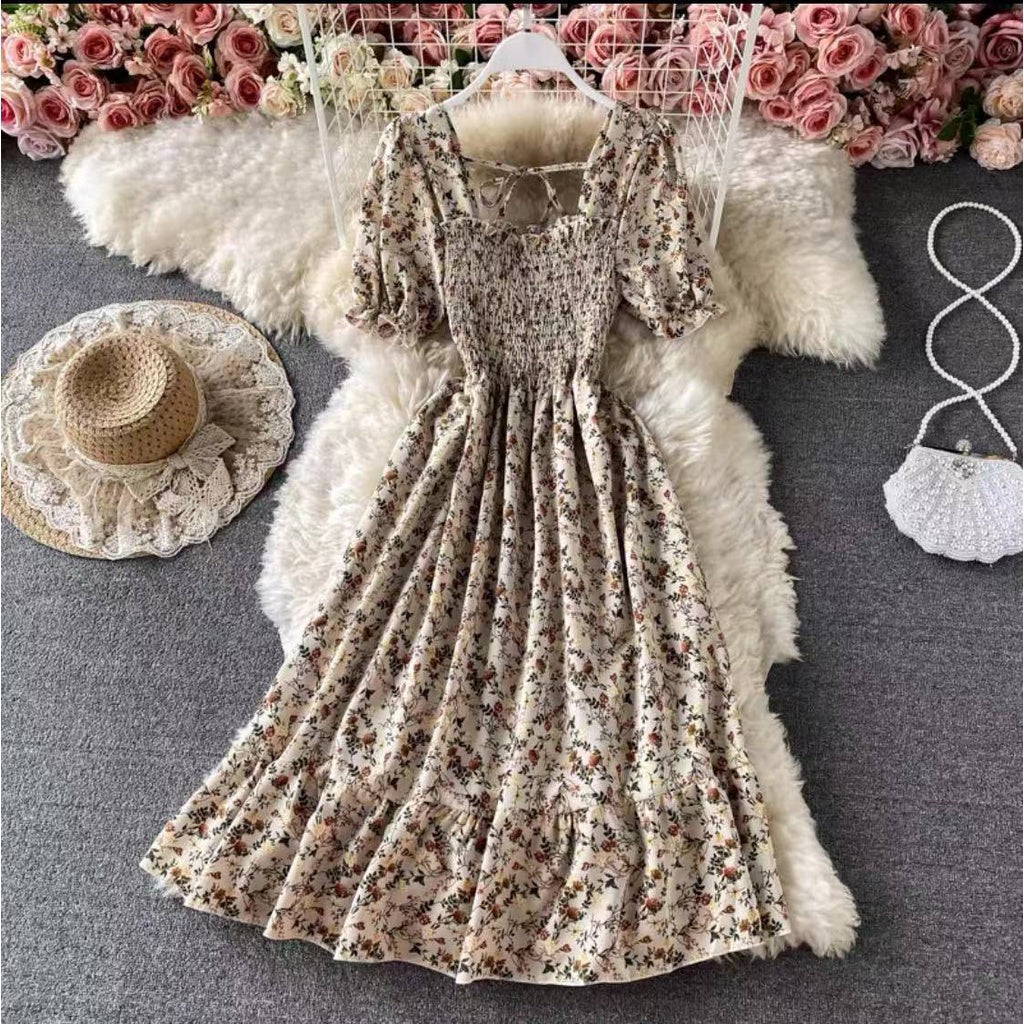 Buy1take2 Floral Smock Puff Sleeves Dress