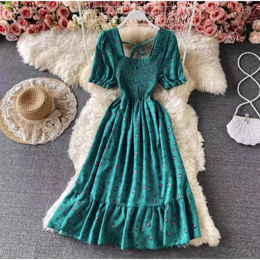 Buy1take2 Floral Smock Puff Sleeves Dress