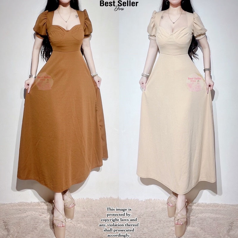 Buy1Take1 Korean Puff Sleeves Corset Dress