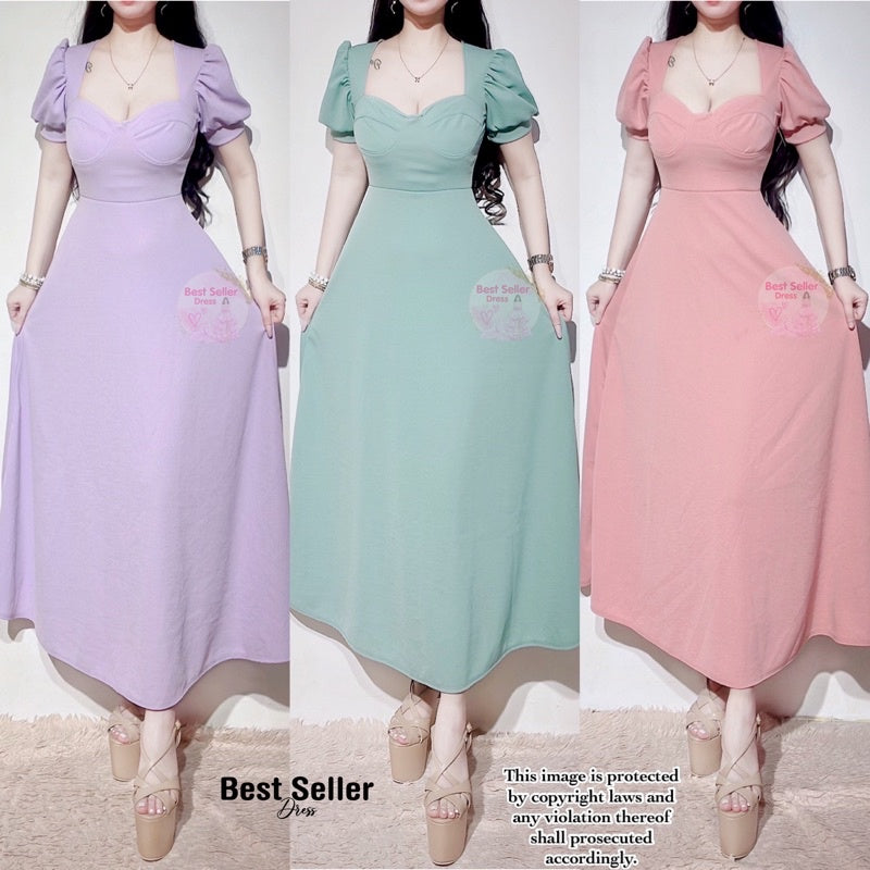 Buy1Take1 Korean Puff Sleeves Corset Dress