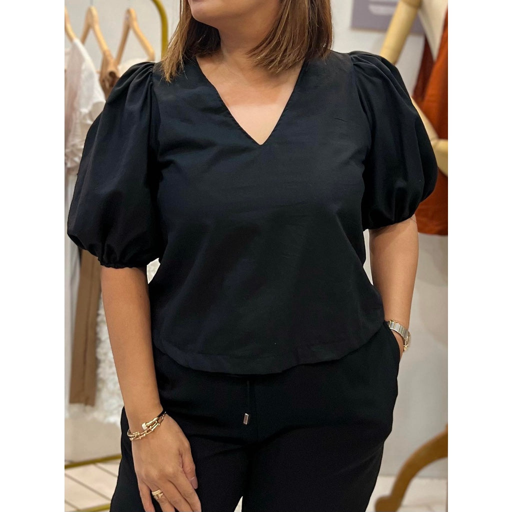 Buy1Take1 Melissa V-Neck Puff Sleeves Top