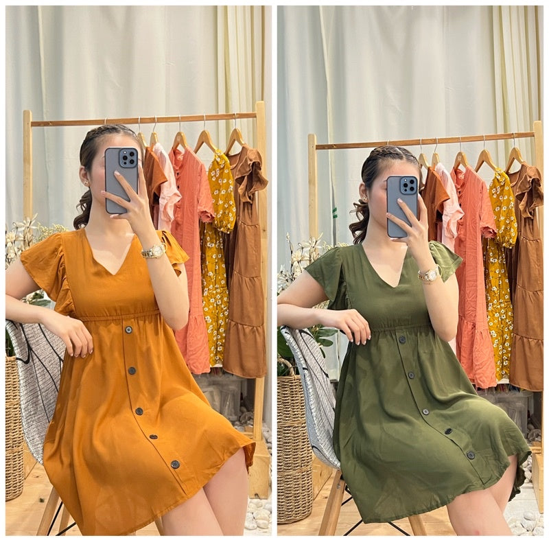 Buy1Take1 V-neck Ruffle Sleeve Dress