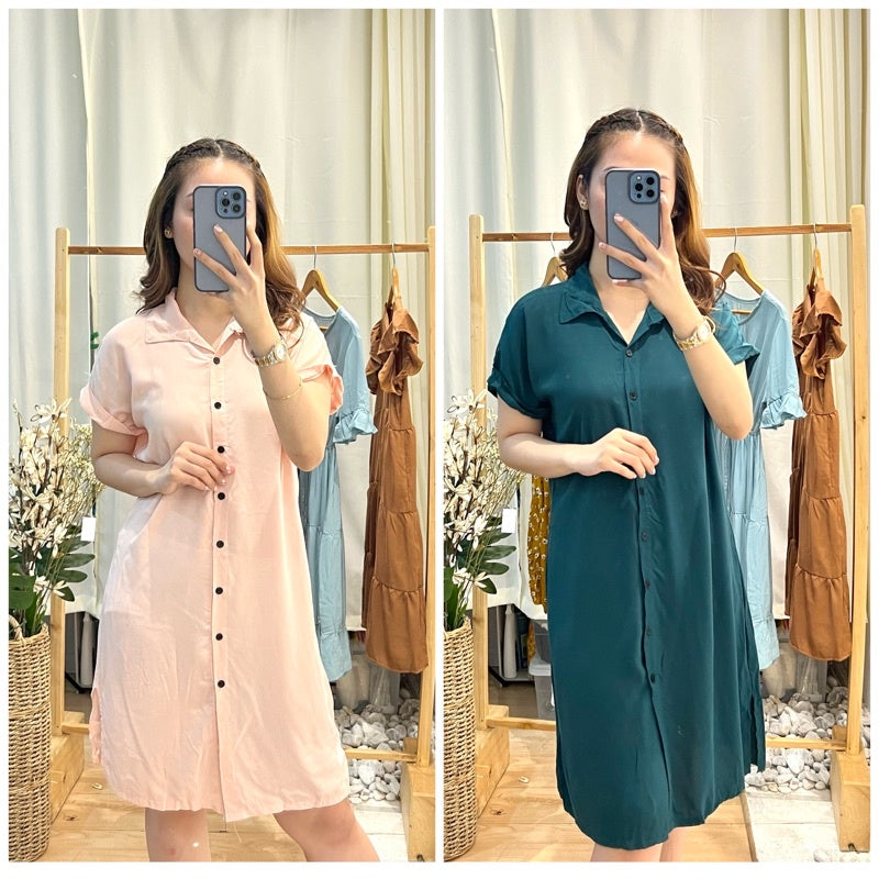 Buy1Take1 Challis Buttondown Loose Dress
