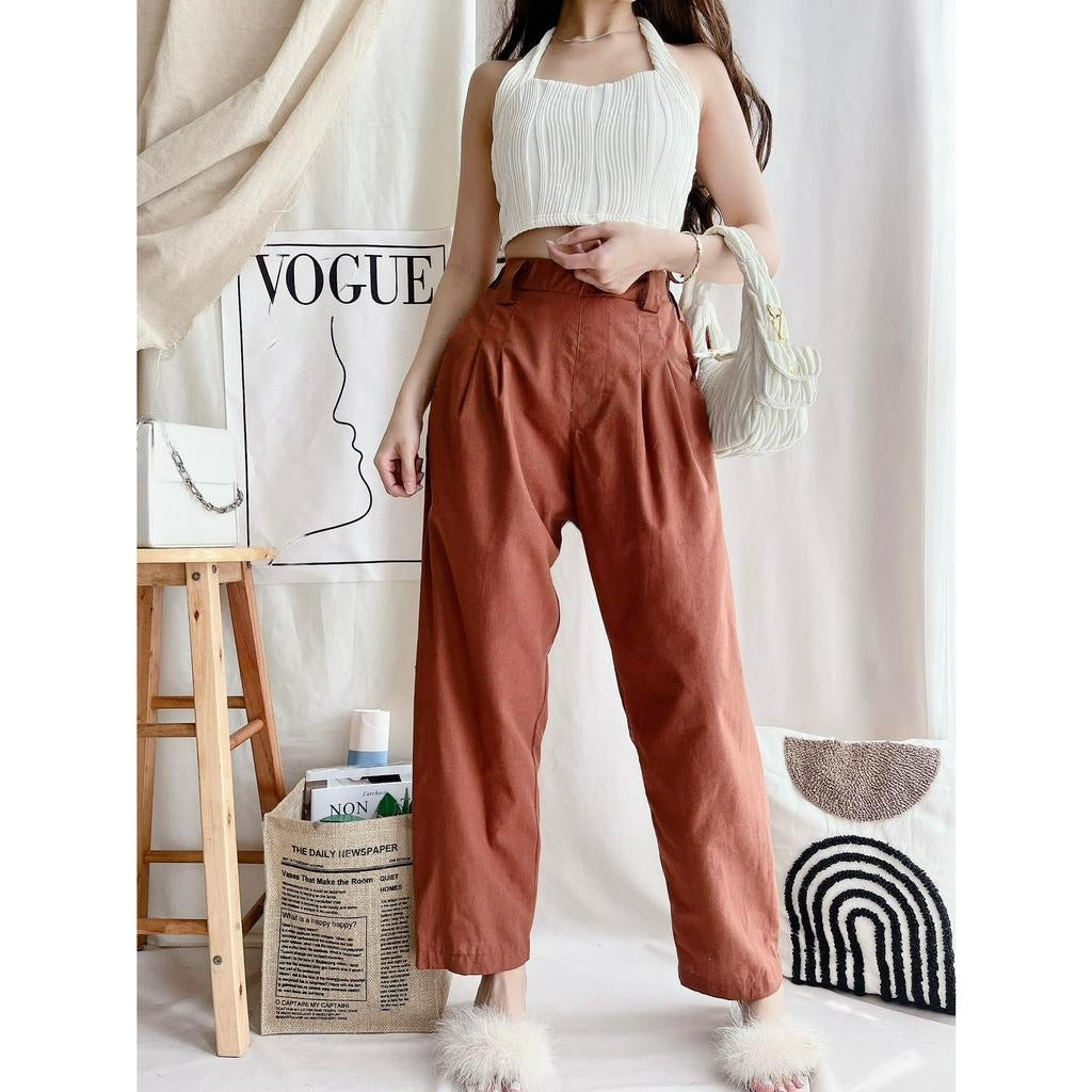 Cotton Linen High Waist Baggy Trouser Pants [Buy1Take1Free]