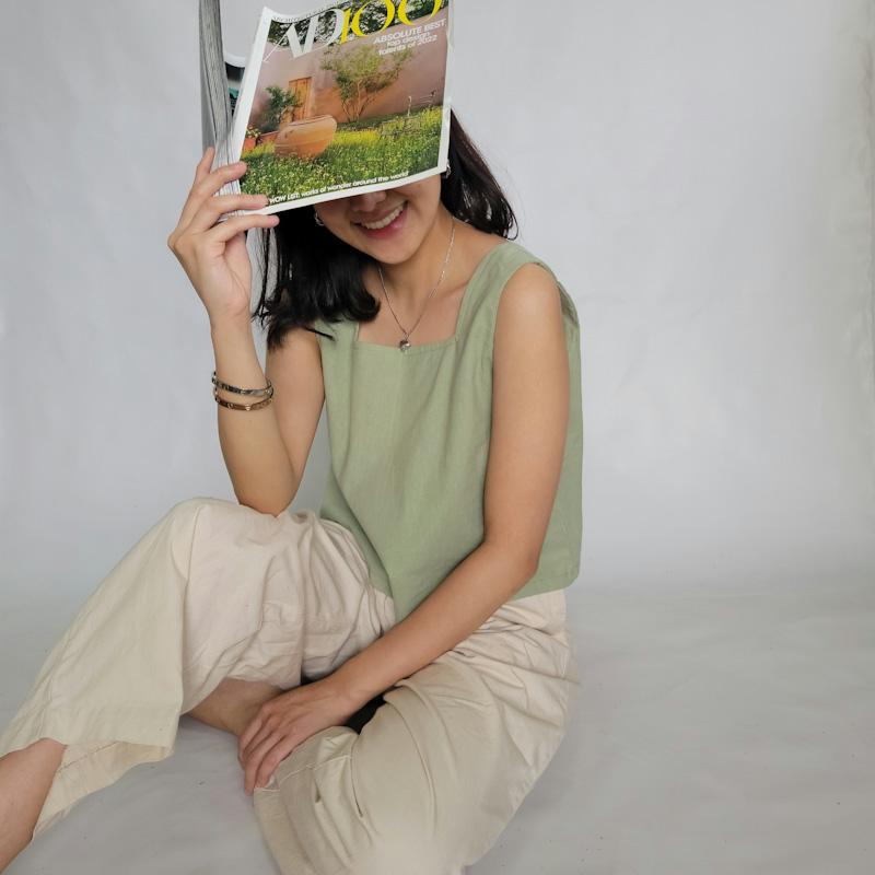 ANGELA PLAIN LINEN TOPS  (BUY 2 TAKE 1 FREE)