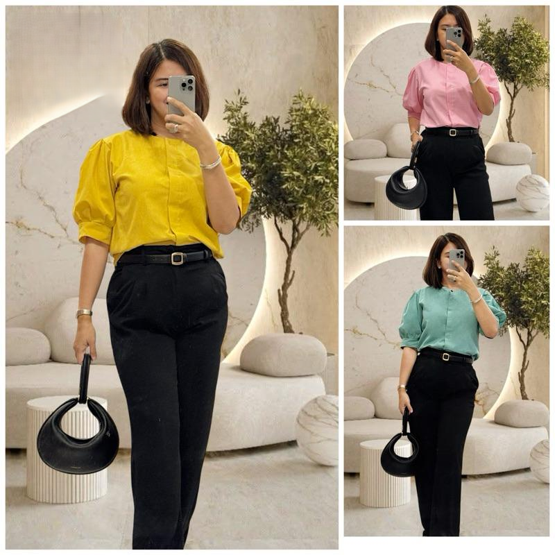 Vanessa Linen Puff Sleeves Tops BUY 1 TAKE 1 FREE