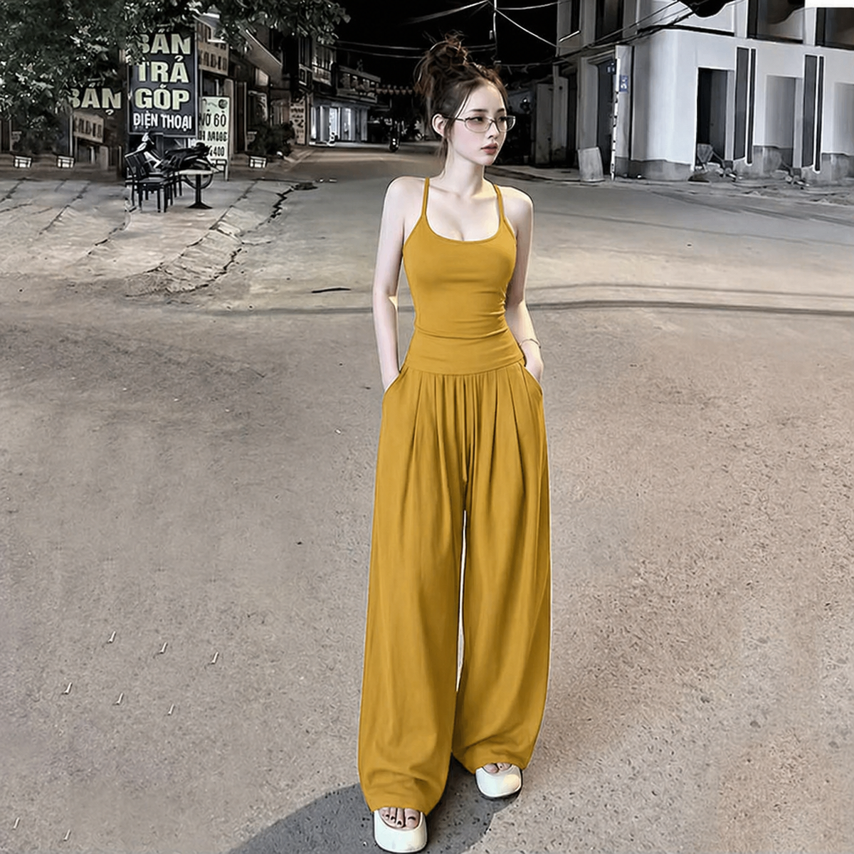 Vien Suit Halter Top Wide-Leg Pants (BUY 1 TAKE 1)