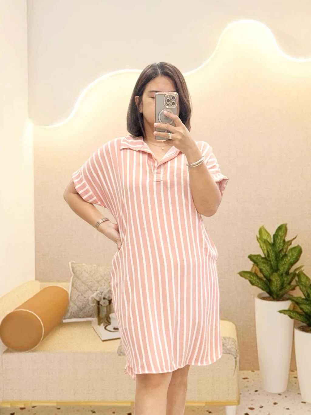 Belinda Striped Casual Polo Dress