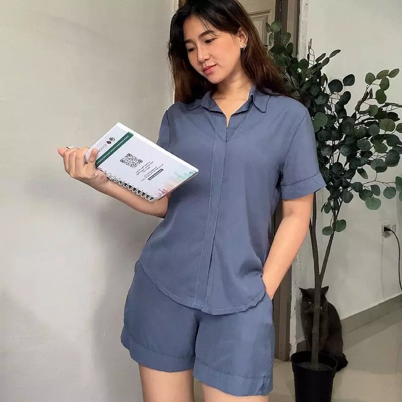 SOFT-LINEN POLO SHORT COORDS TERNO SET