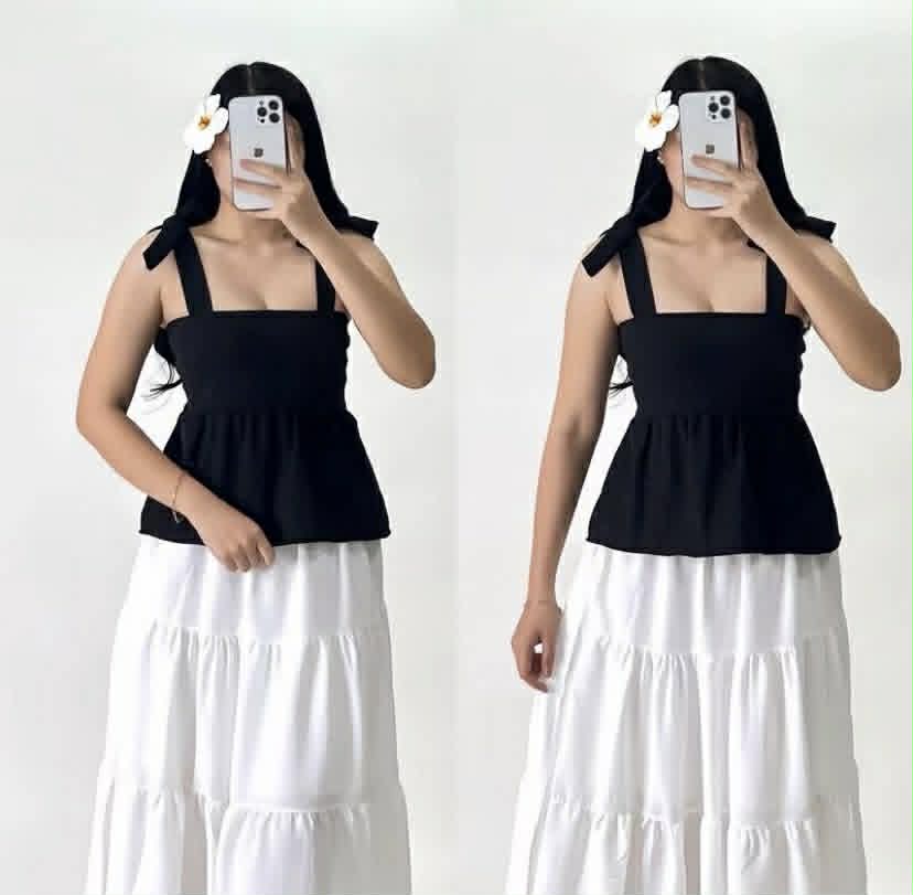 NIKKI SELF-TIE PEPLUM TOP (BUY 1 TAKE 1)