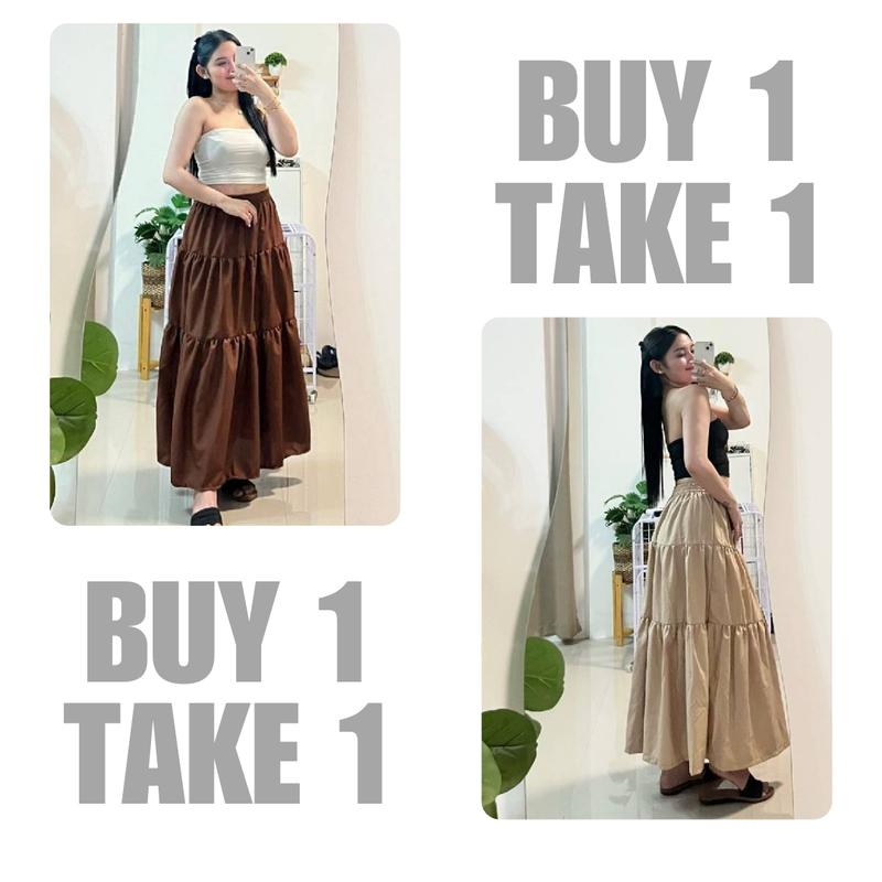 COTTON LINEN LOOSE LONG SKIRT BUY 1 TAKE 1 FREE