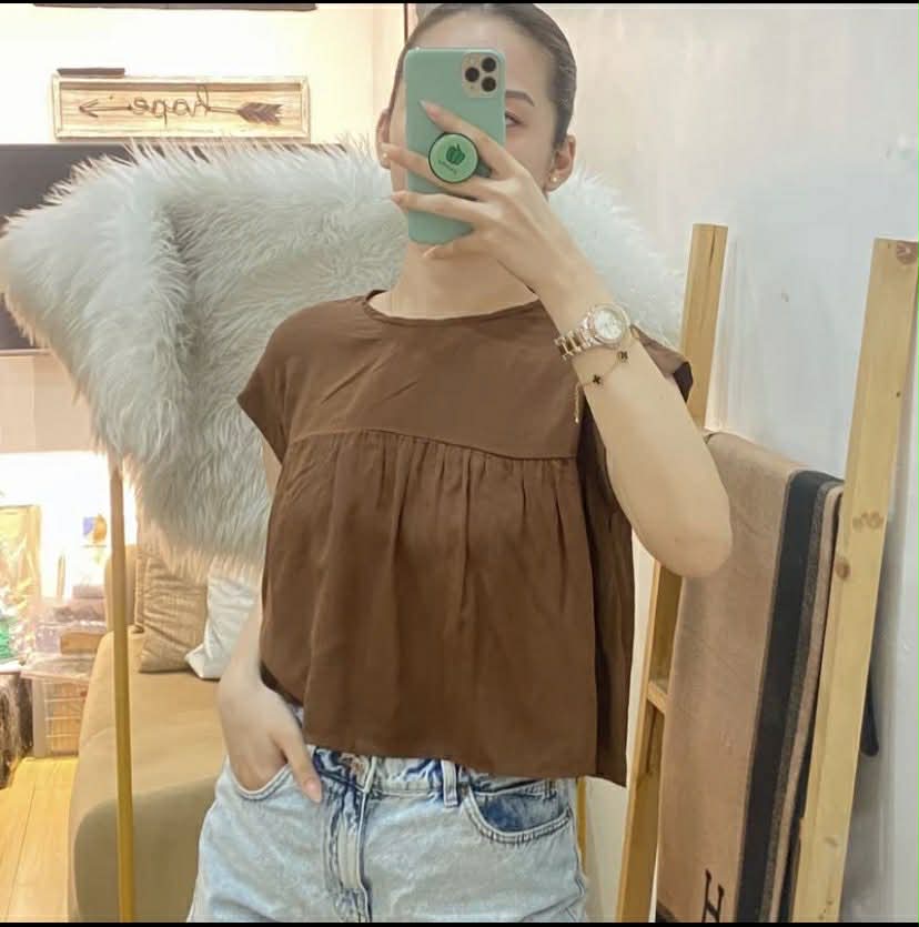 LARA LINEN RUFFLE SEMI CROPTOP (BUY 1 TAKE 1)