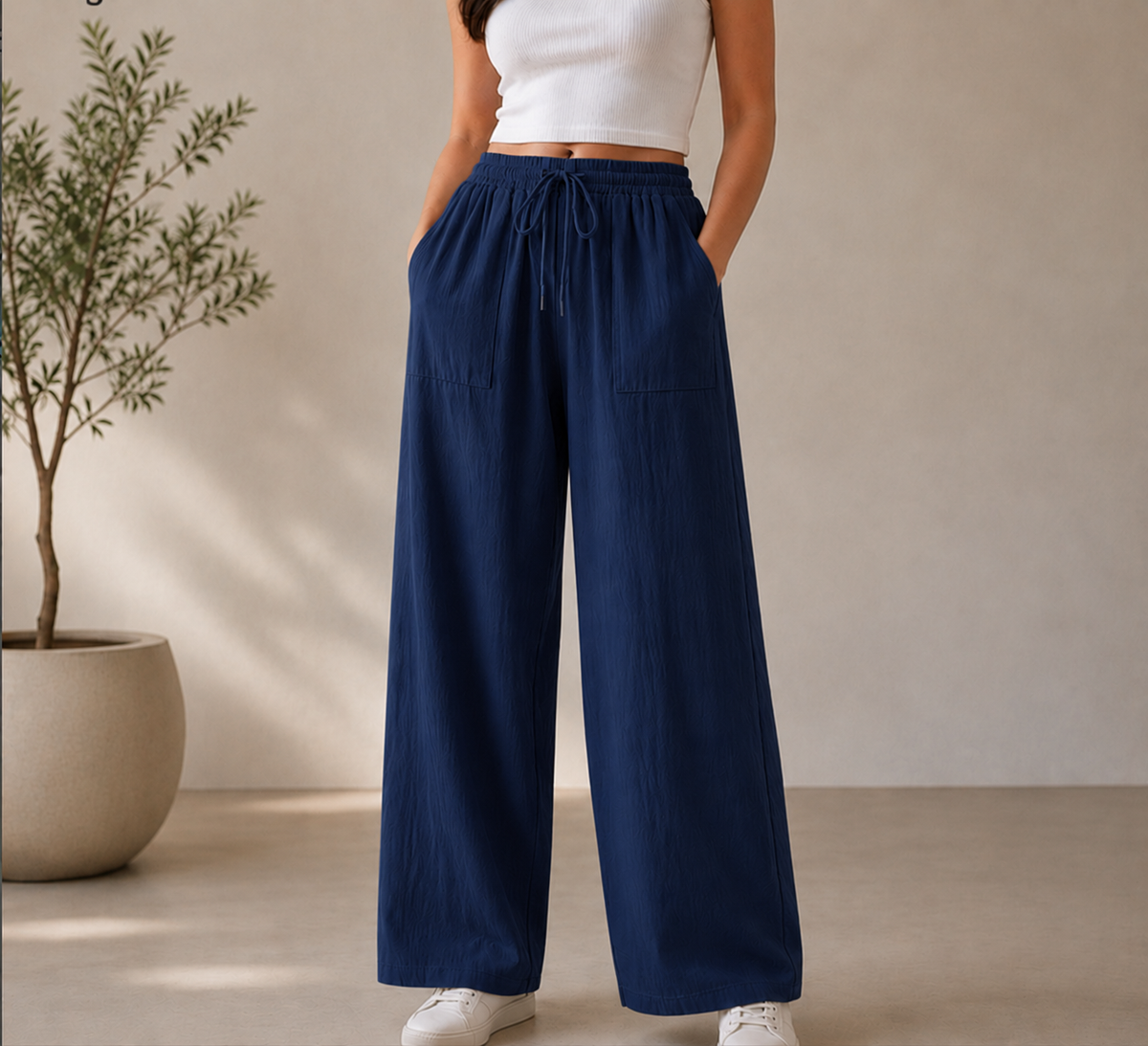 Korean Soft Linen Wideleg Pants