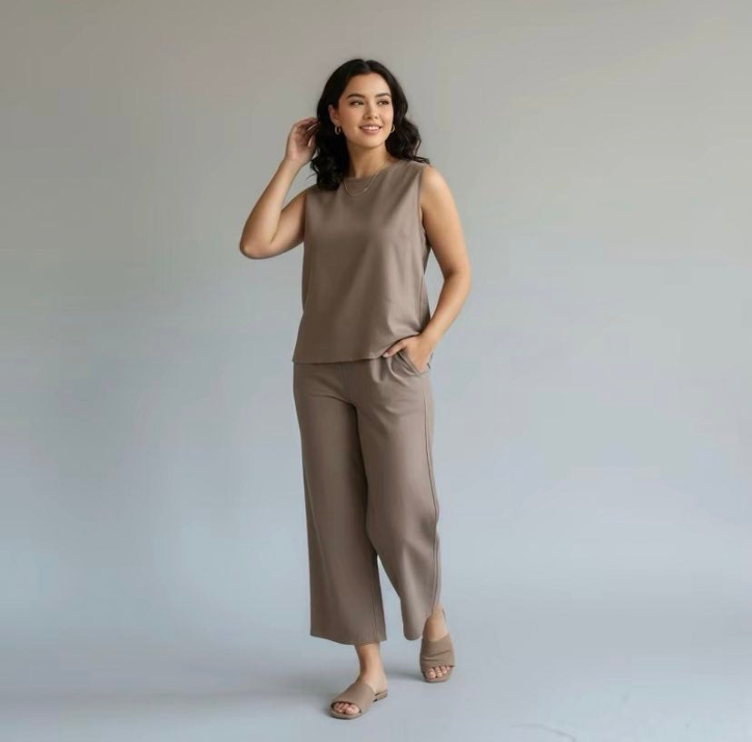 THEA COORDS Soft Linen Sleeveless Blouse and High Waist Wide Pants  (BUY 1 TAKE 1)