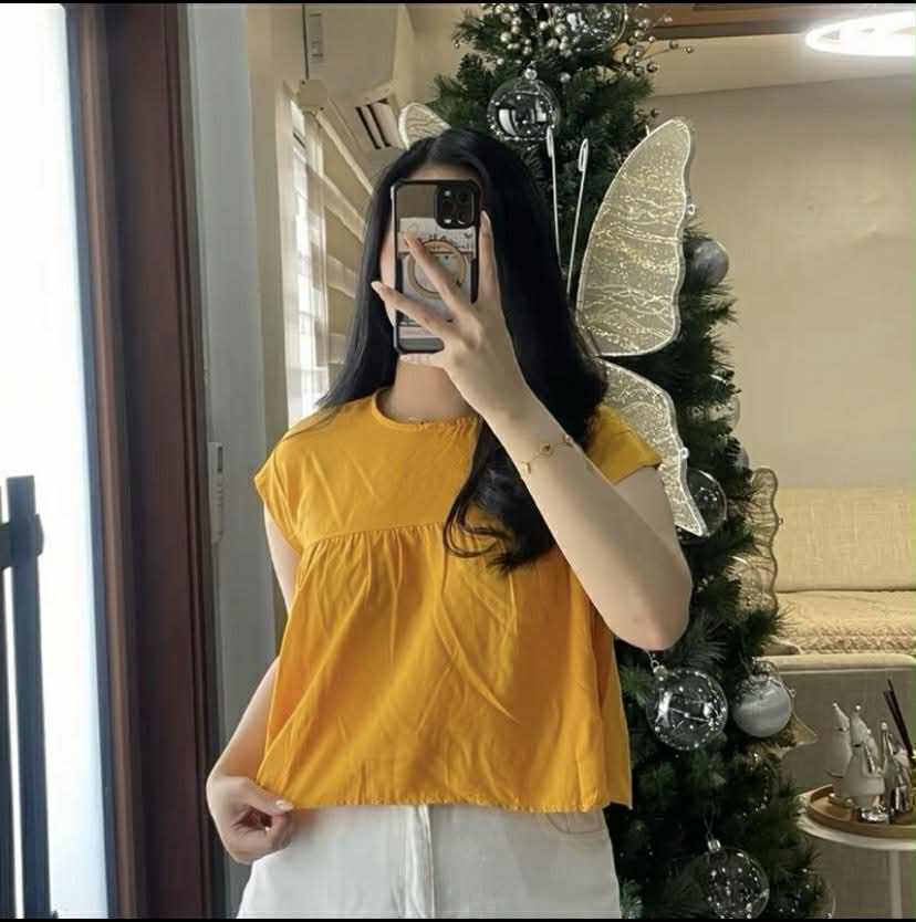 LARA LINEN RUFFLE SEMI CROPTOP (BUY 1 TAKE 1)