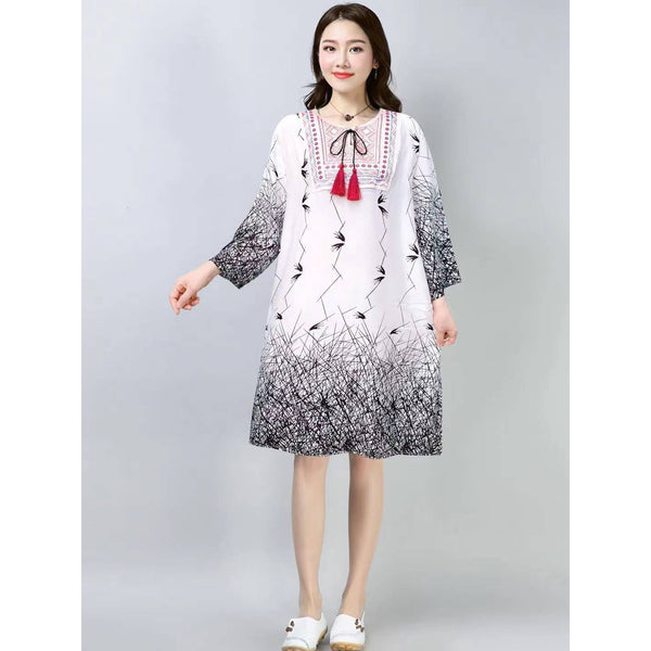 3/4 sleeve printed bohemian dress {BUY1TAKE1FREE}