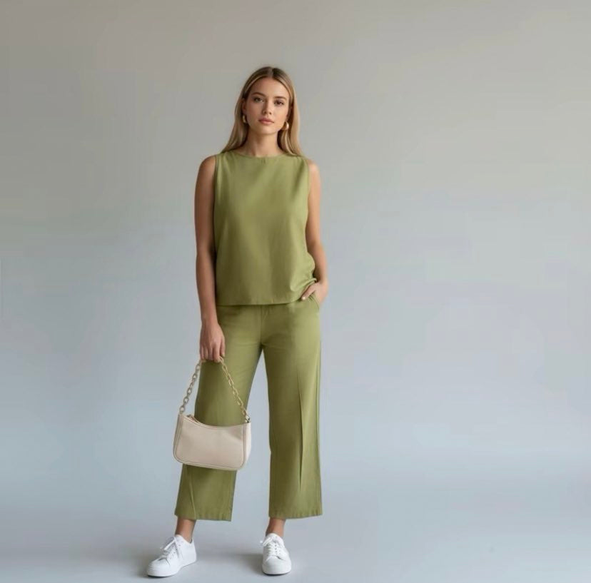 THEA COORDS Soft Linen Sleeveless Blouse and High Waist Wide Pants  (BUY 1 TAKE 1)