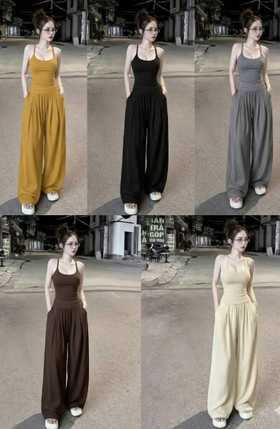 Vien Suit Halter Top Wide-Leg Pants (BUY 1 TAKE 1)