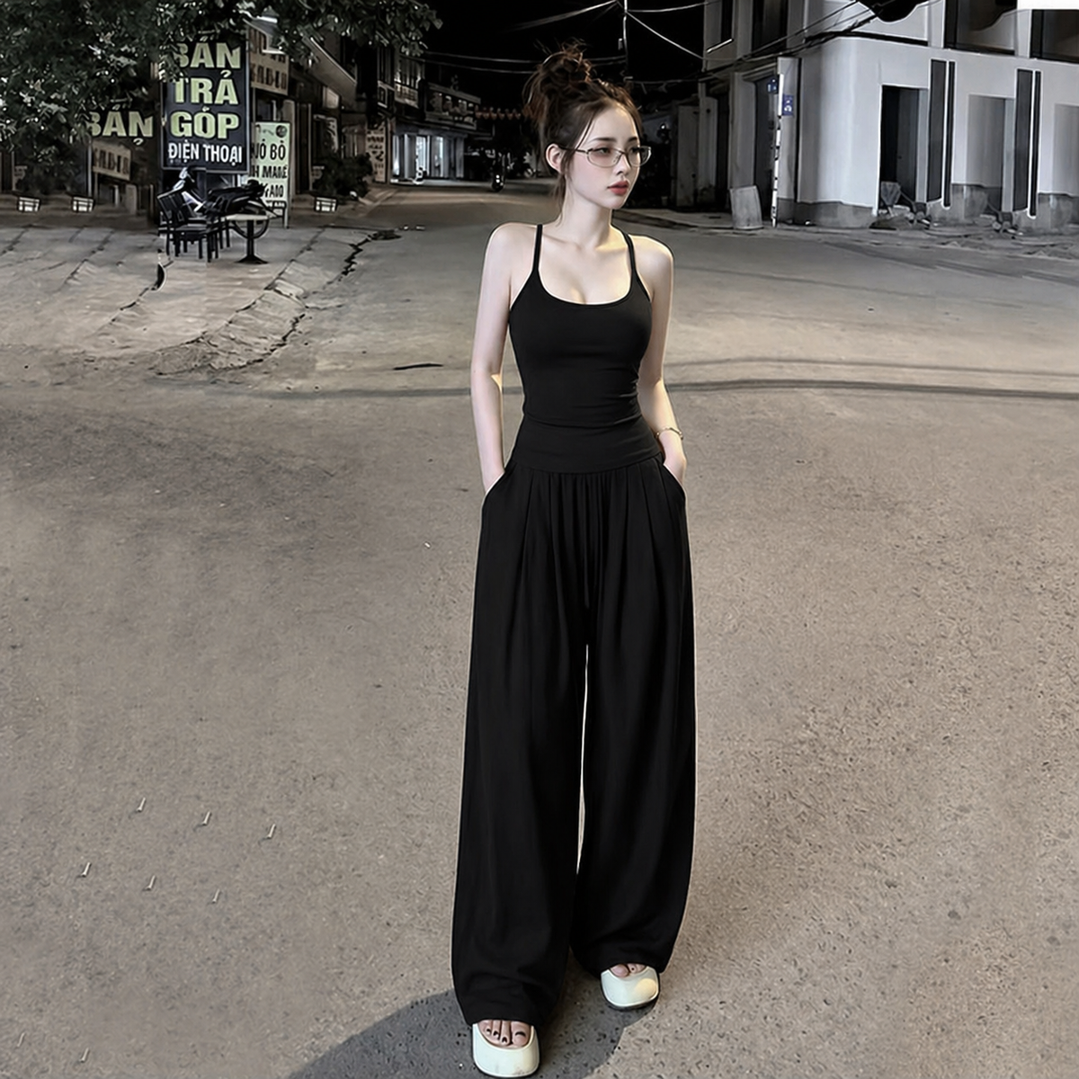 Vien Suit Halter Top Wide-Leg Pants (BUY 1 TAKE 1)