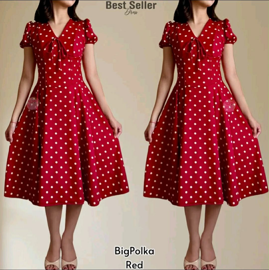 LAILA PUFF SLEEVES MIDI DRESS (BUY 1 TAKE 1)
