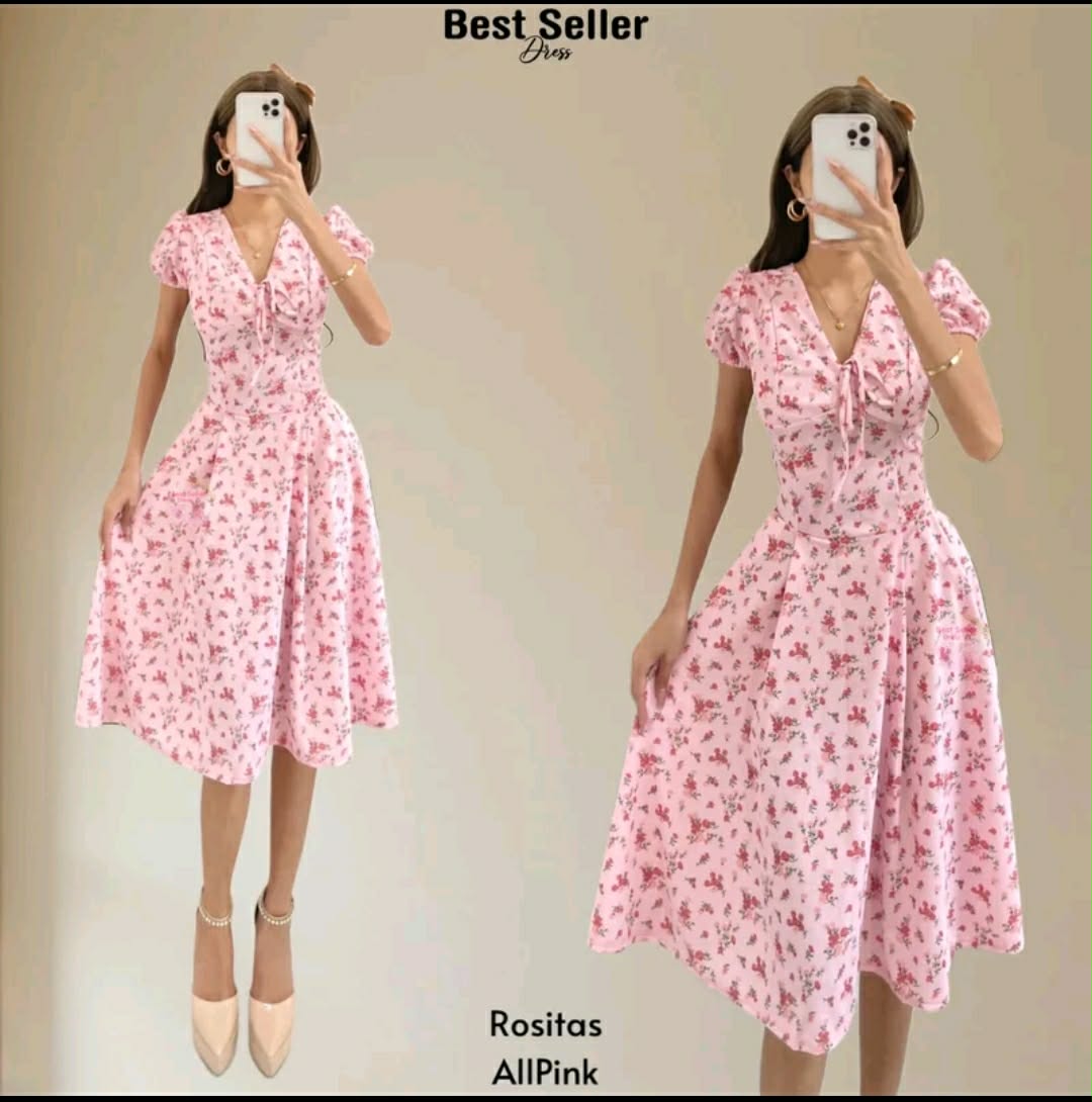 LAILA PUFF SLEEVES MIDI DRESS (BUY 1 TAKE 1)