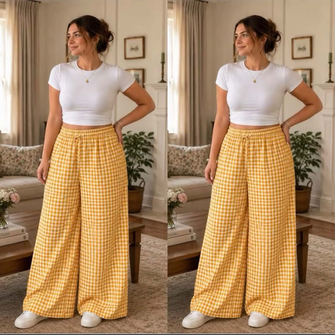 GINGHAM WIDELEG PANTS (BUY 1 TAKE 1)
