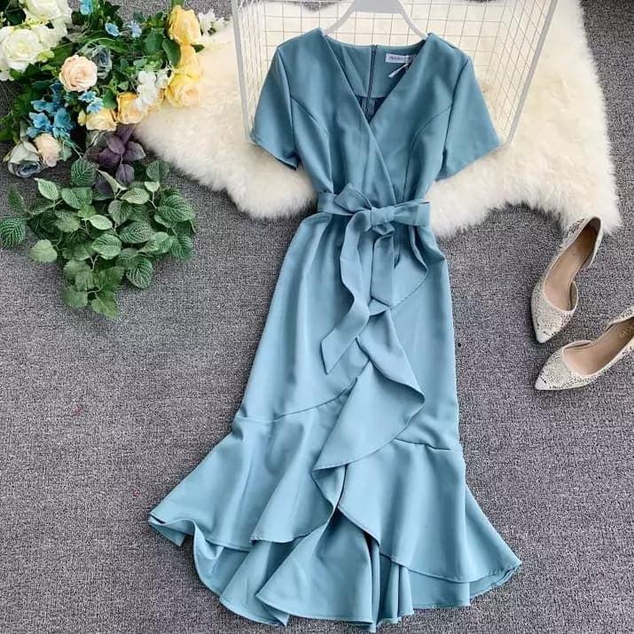 Casual Ruffle V Neck Mariel Dress [BUY1TAKE1FREE]