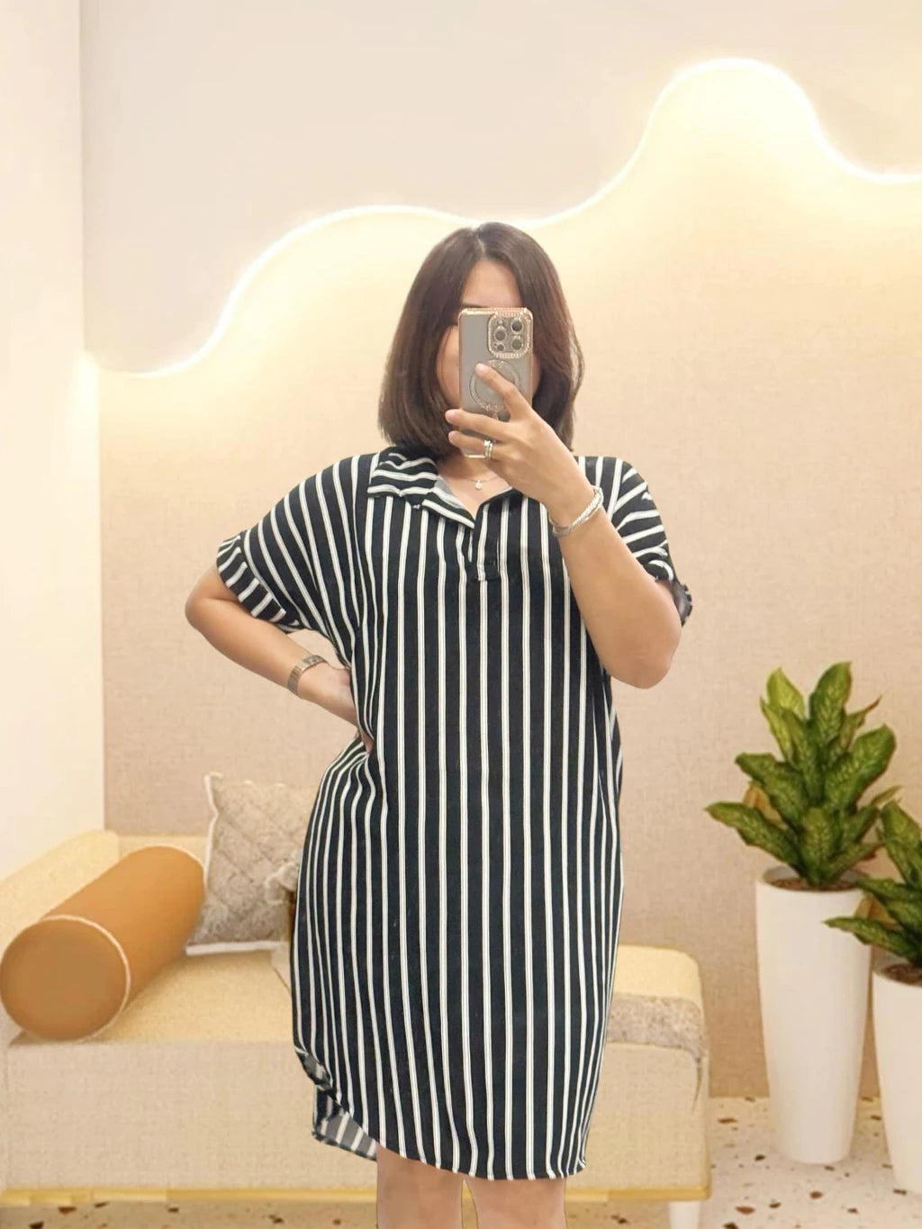 Belinda Striped Casual Polo Dress
