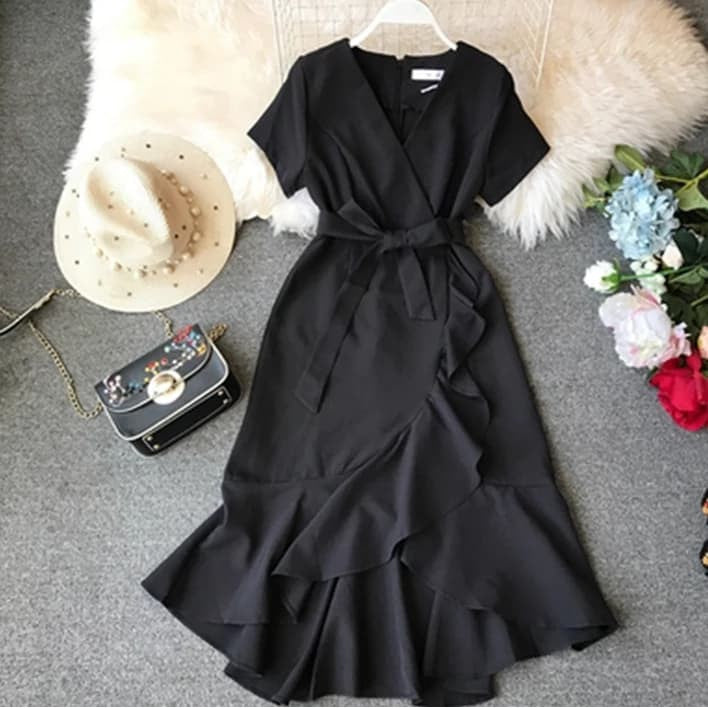 Casual Ruffle V Neck Mariel Dress [BUY1TAKE1FREE]