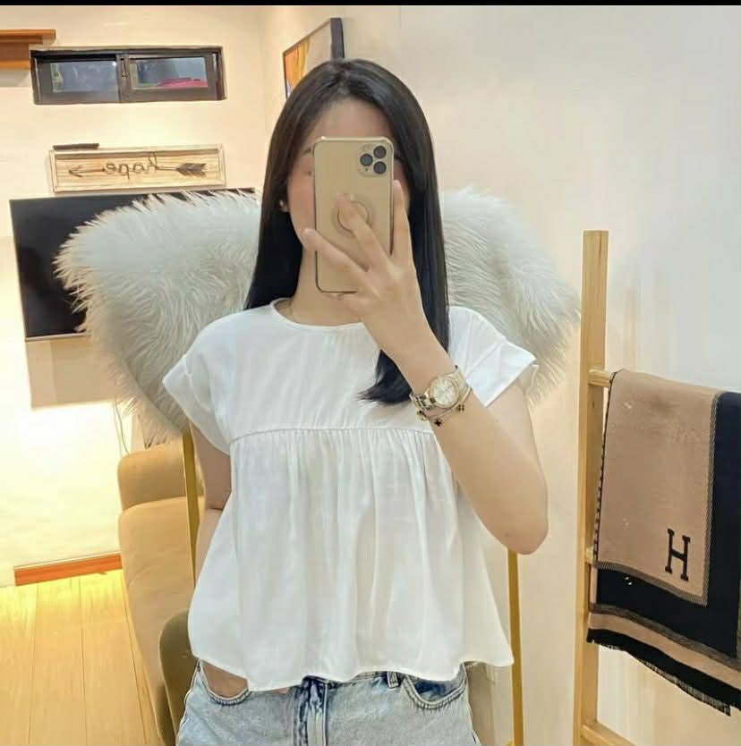 LARA LINEN RUFFLE SEMI CROPTOP (BUY 1 TAKE 1)