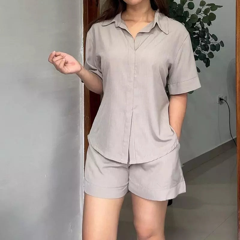 SOFT-LINEN POLO SHORT COORDS TERNO SET