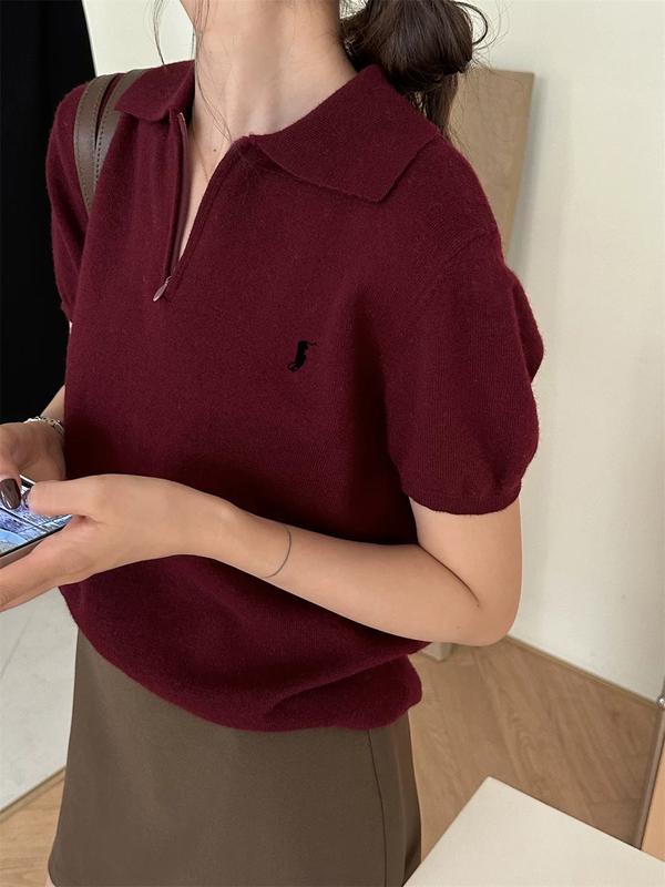 Alisha Collar Neck Embroid Knitted Top (BUY 1  TAKE 1  FREE)