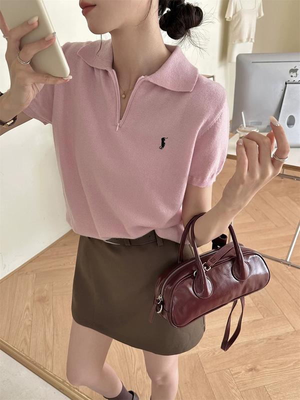 Alisha Collar Neck Embroid Knitted Top (BUY 1  TAKE 1  FREE)