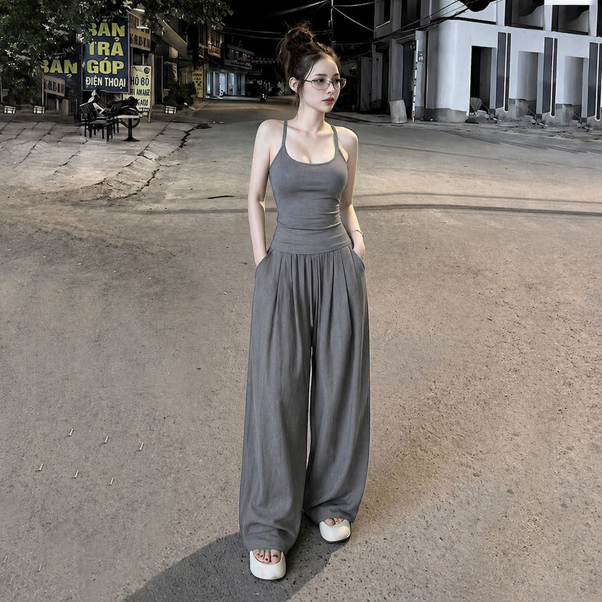 Vien Suit Halter Top Wide-Leg Pants (BUY 1 TAKE 1)