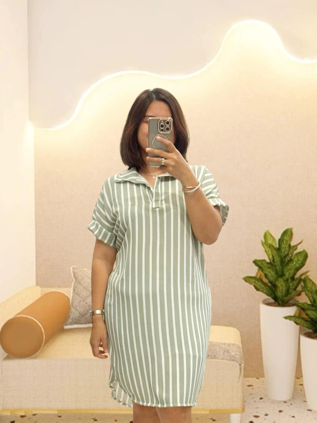 Belinda Striped Casual Polo Dress