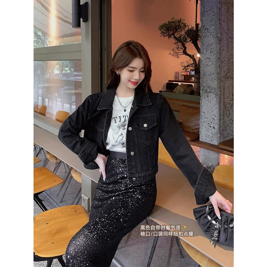 Korean Soft Denim Knit and Maong Jacket [Buy1Take1FREE]