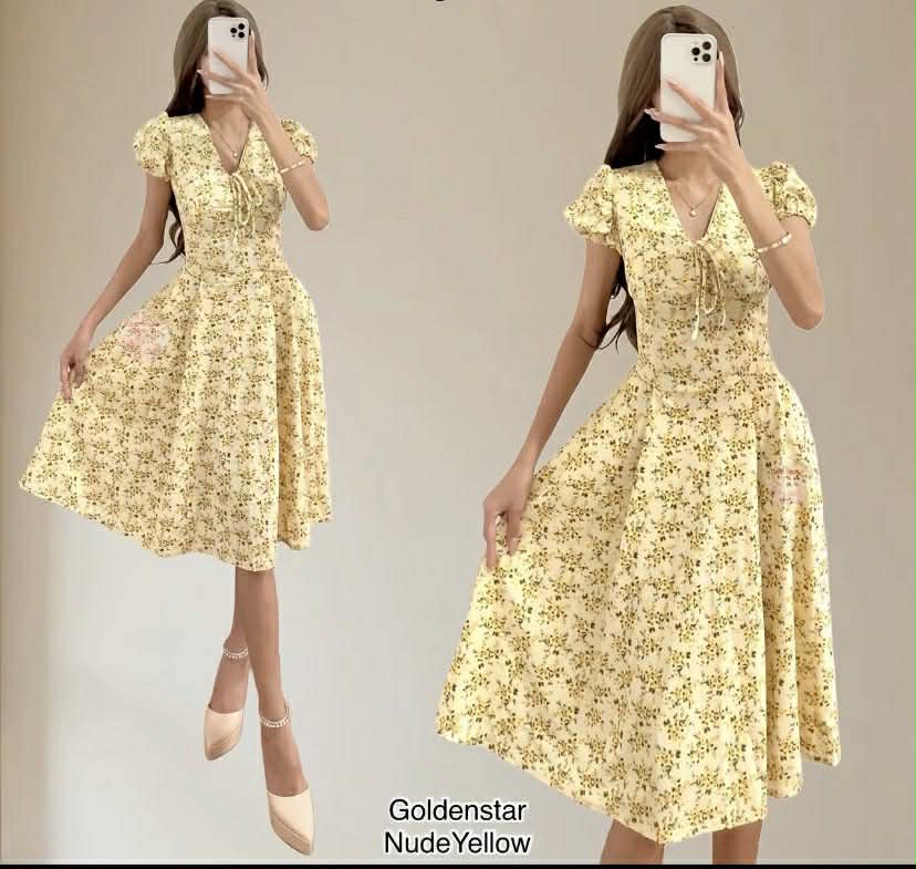 LAILA PUFF SLEEVES MIDI DRESS (BUY 1 TAKE 1)