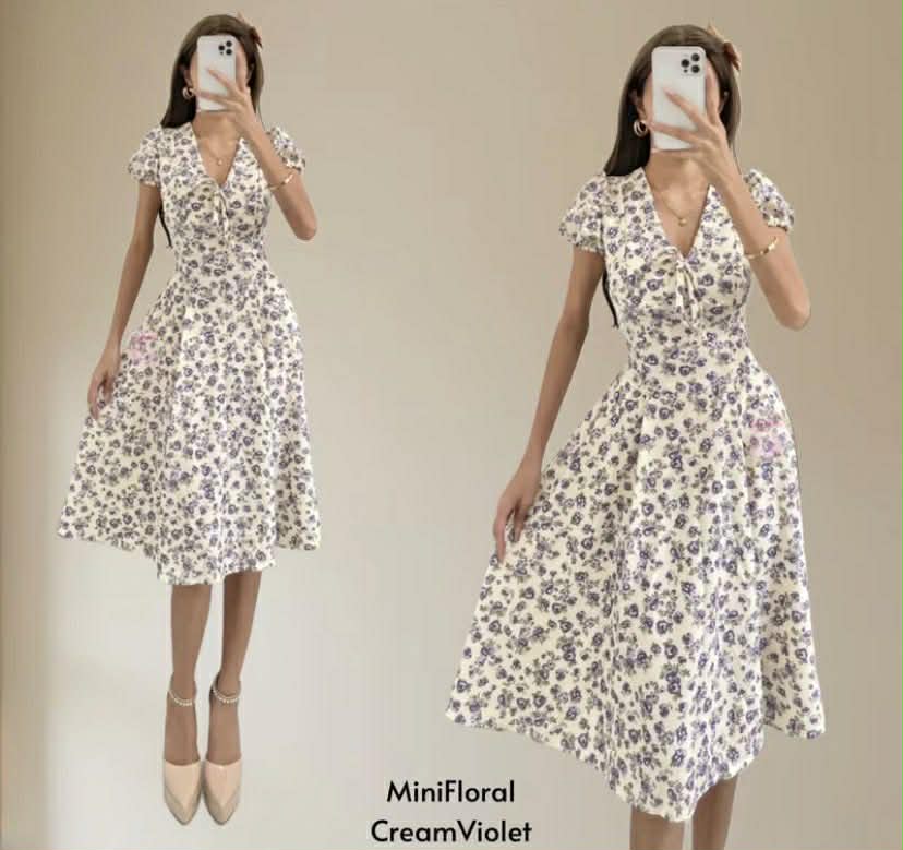 LAILA PUFF SLEEVES MIDI DRESS (BUY 1 TAKE 1)