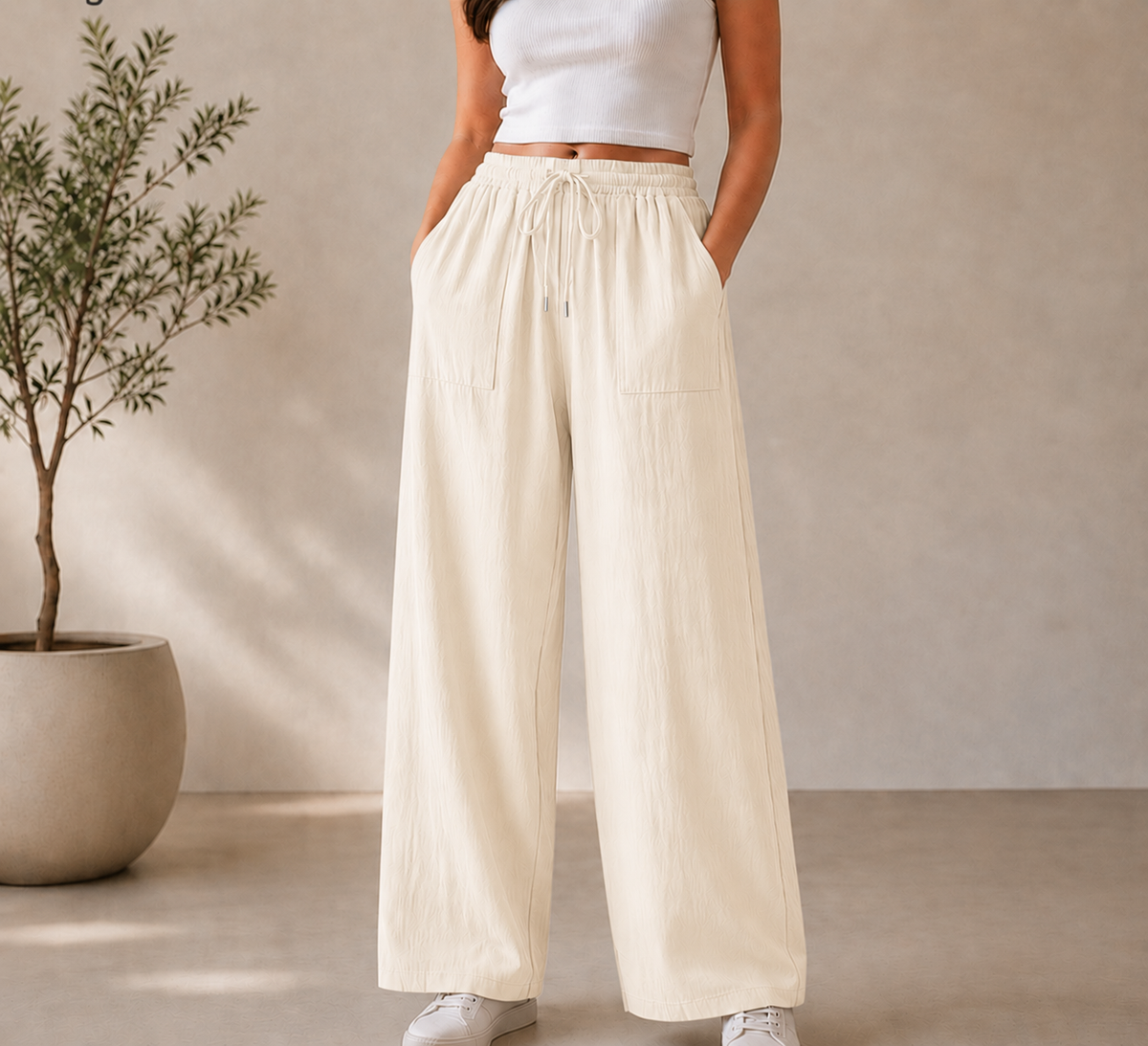 Korean Soft Linen Wideleg Pants