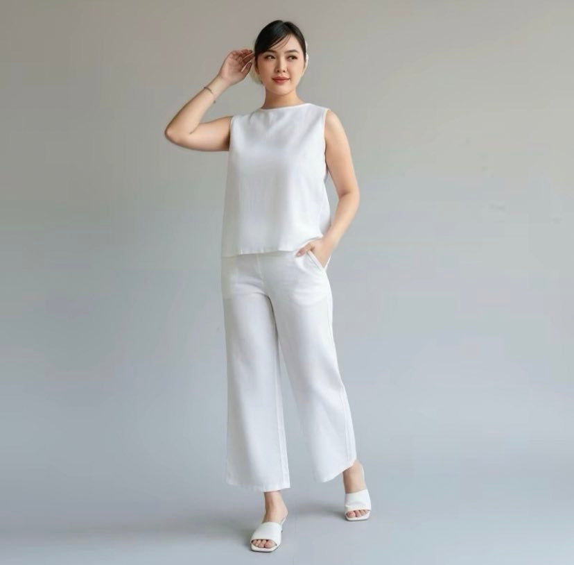 THEA COORDS Soft Linen Sleeveless Blouse and High Waist Wide Pants  (BUY 1 TAKE 1)