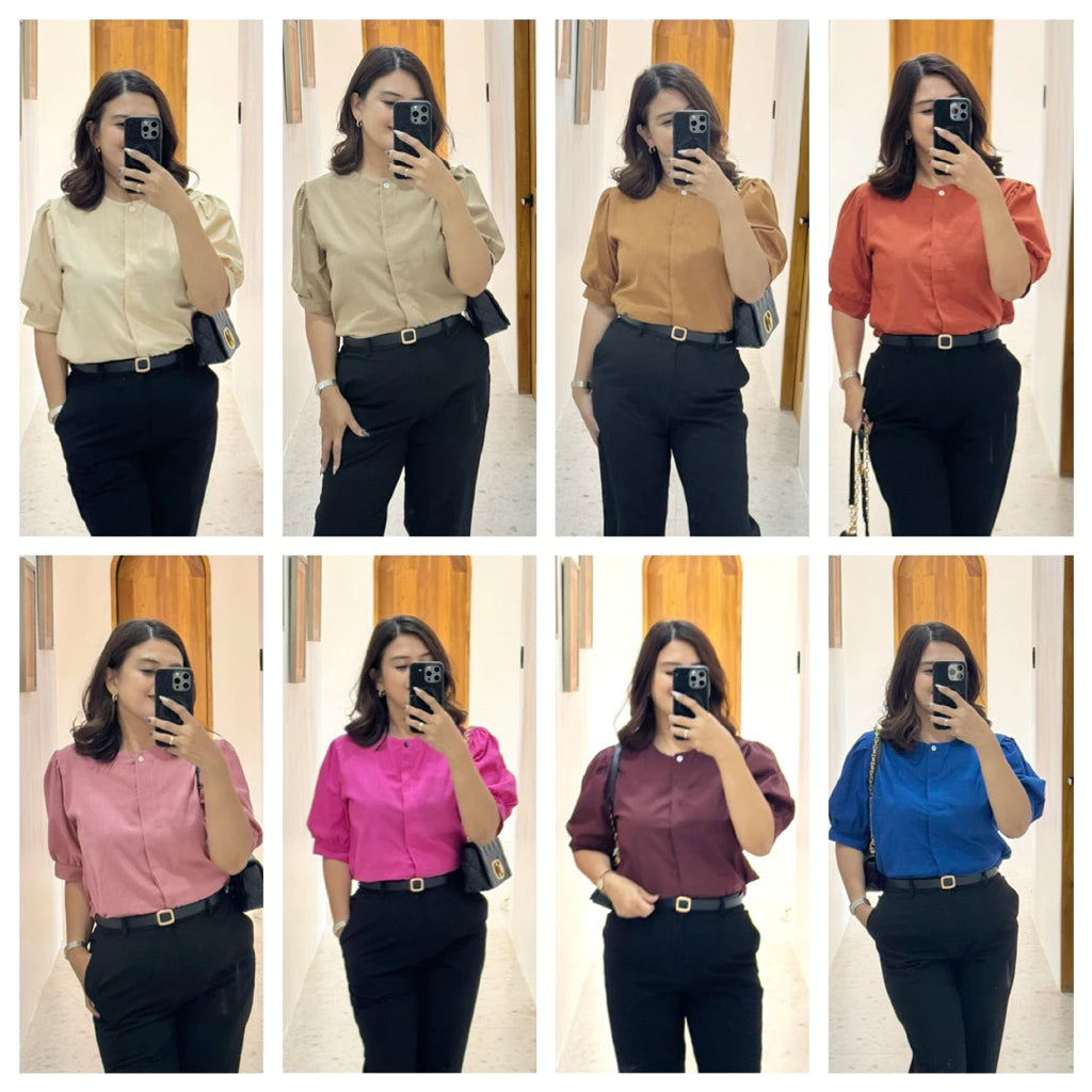 CELESTE LINEN PUFF SLEEVE TOP BUY 1 TAKE